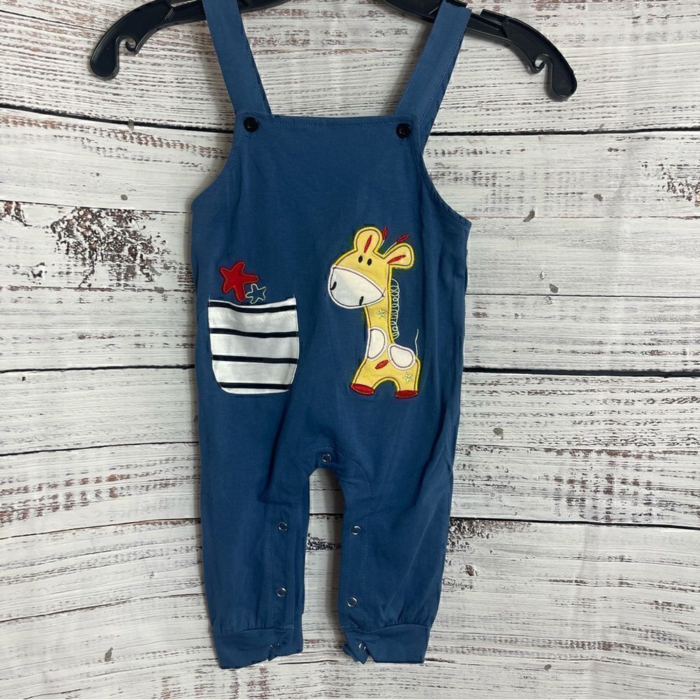 ‎100 Toddlers Overall embroidered zebra pocket cotton blend unisex